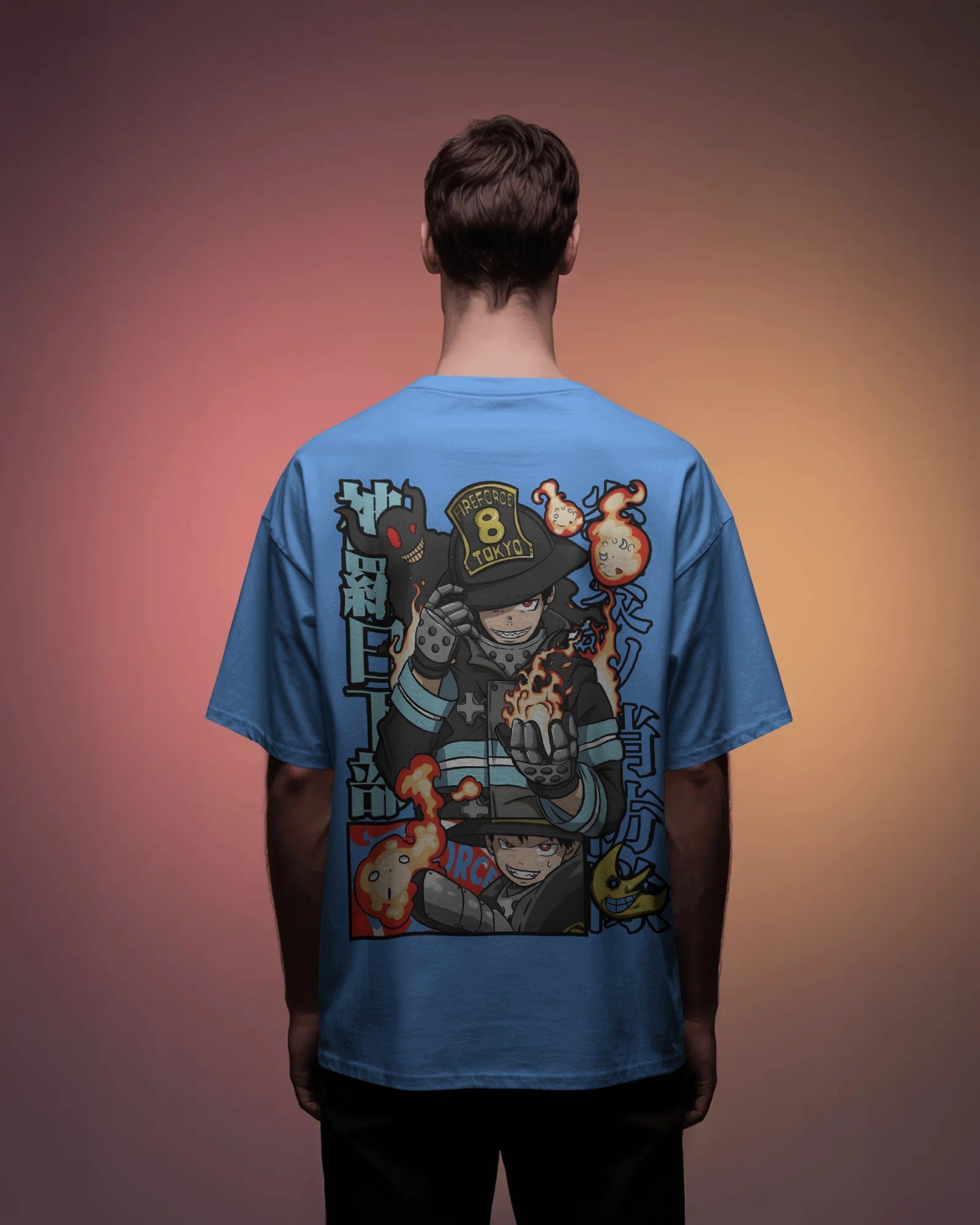 Fire Force Blue Unisex Oversized T-Shirt  || 260 GSM
