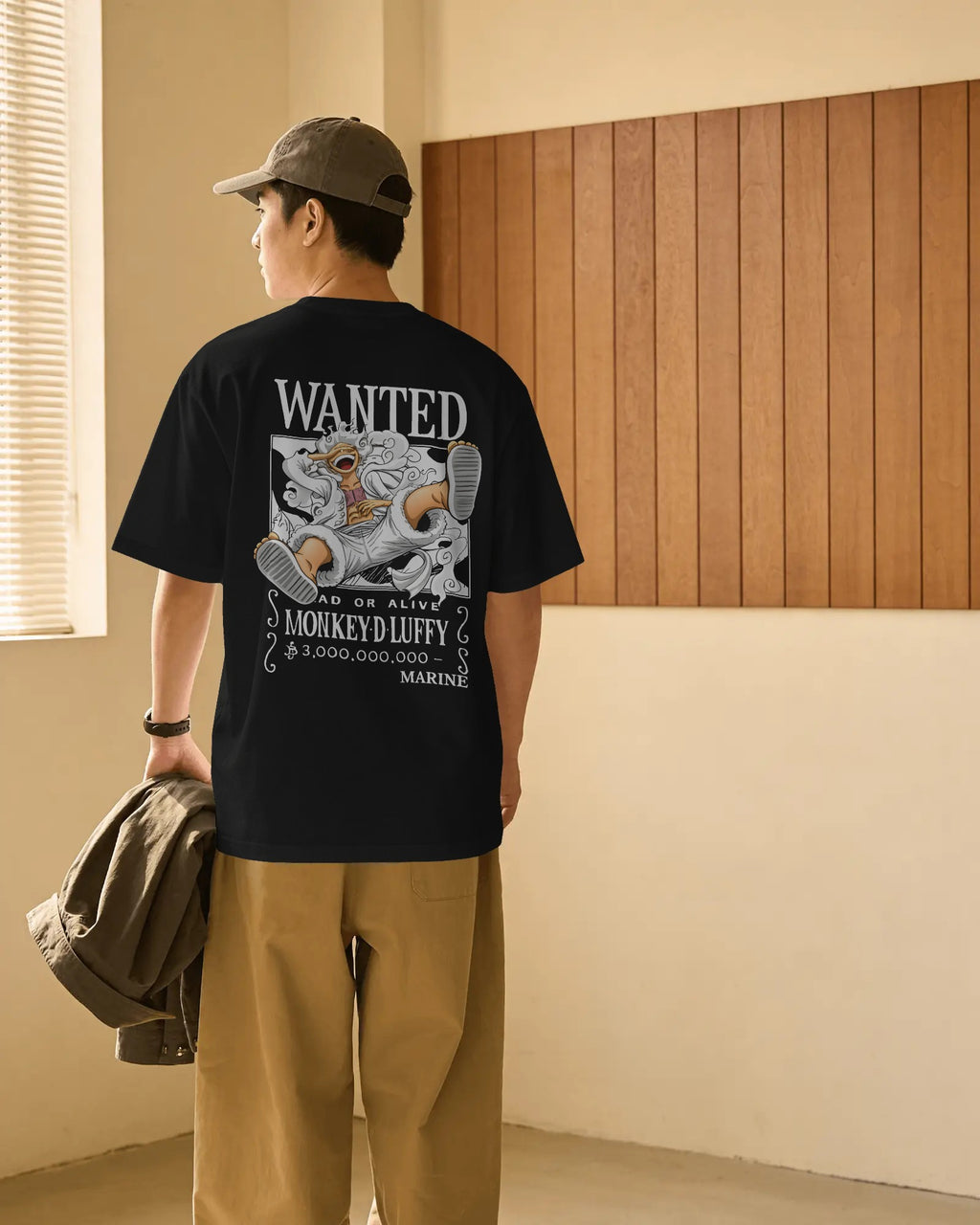 One Piece Wanted Luffy Unisex Oversized T-Shirt || 260 GSM