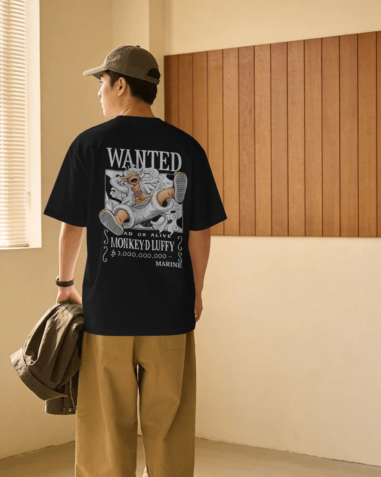 One Piece Wanted Luffy Unisex Oversized T-Shirt || 260 GSM